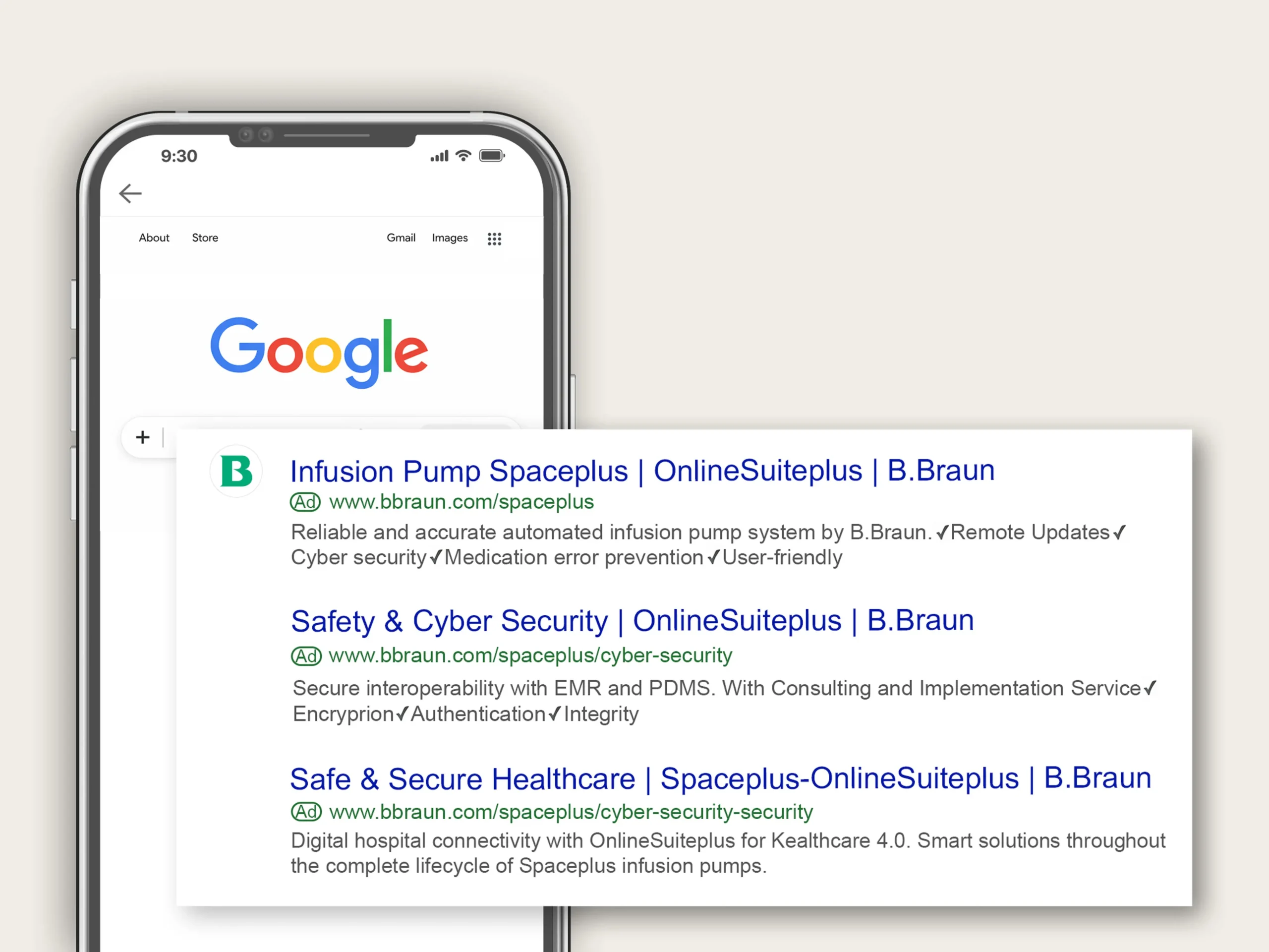SpacePlus Google Ads Mockup.